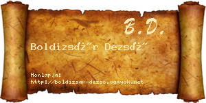 Boldizsár Dezső névjegykártya